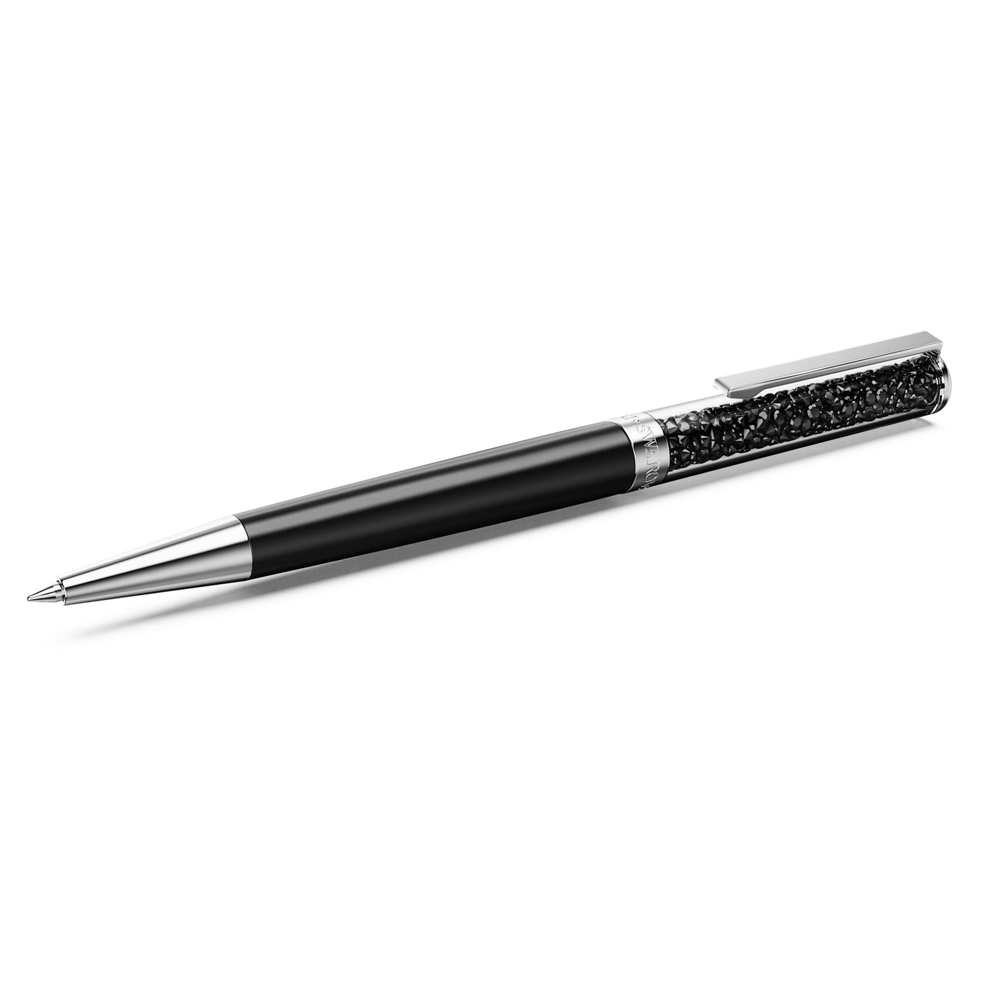 crystalline-ballpoint-pen-black-black-lacquered-chrome-plated-swarovski-5728338