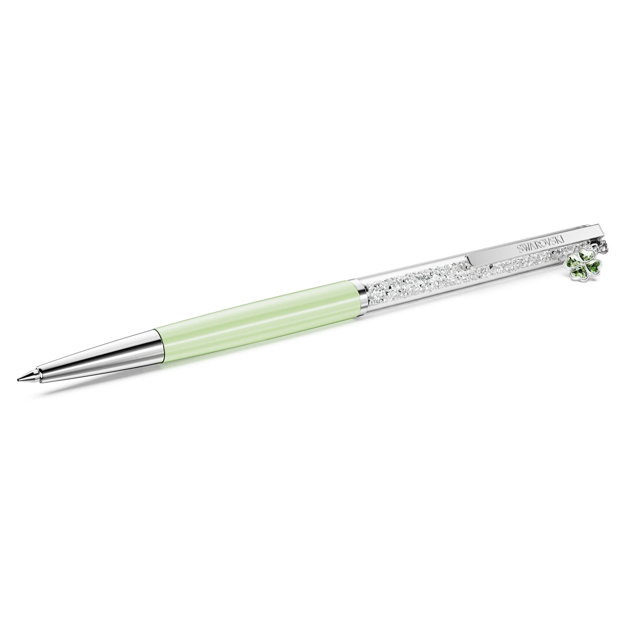 crystalline-ballpoint-pen-clover-green-green-lacquered-chrome-plated-swarovski-5732973