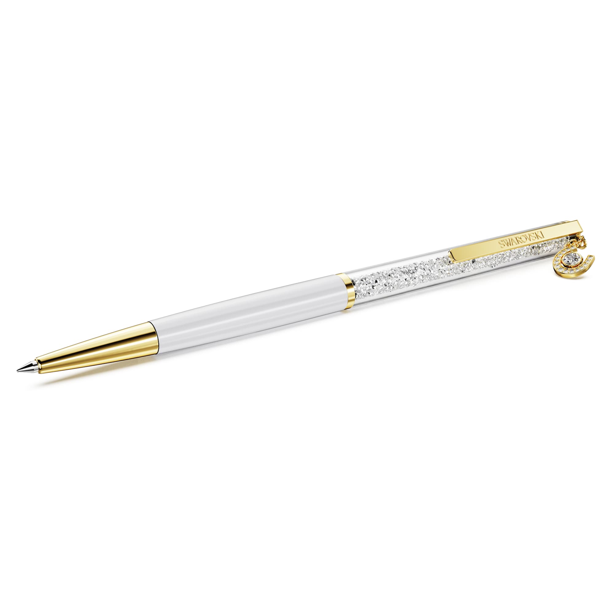 crystalline-ballpoint-pen-horse-shoe-white-white-lacquered-gold-tone-plated-swarovski-5740699