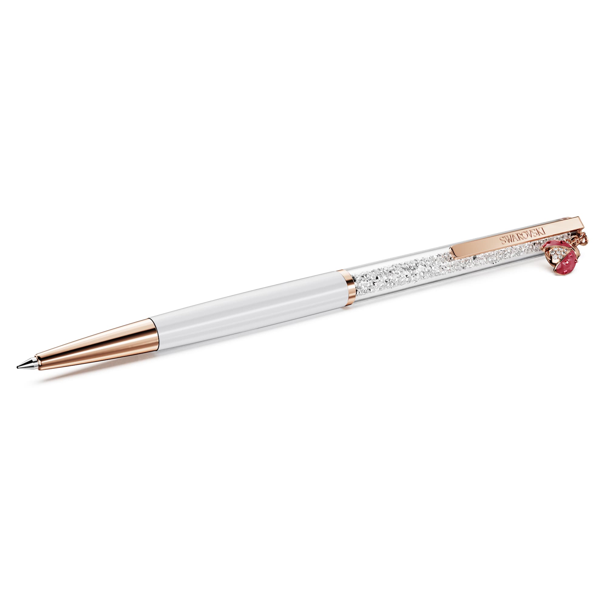 crystalline-ballpoint-pen-ladybug-white-red-lacquered-rose-gold-tone-plated-swarovski-5732981