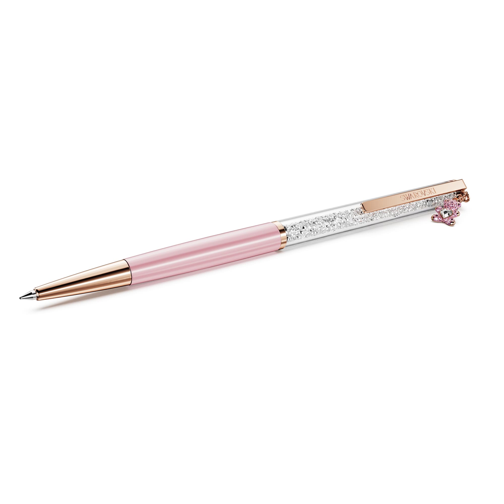 crystalline-ballpoint-pen-teddy-pink-pink-lacquered-rose-gold-tone-plated-swarovski-5744955