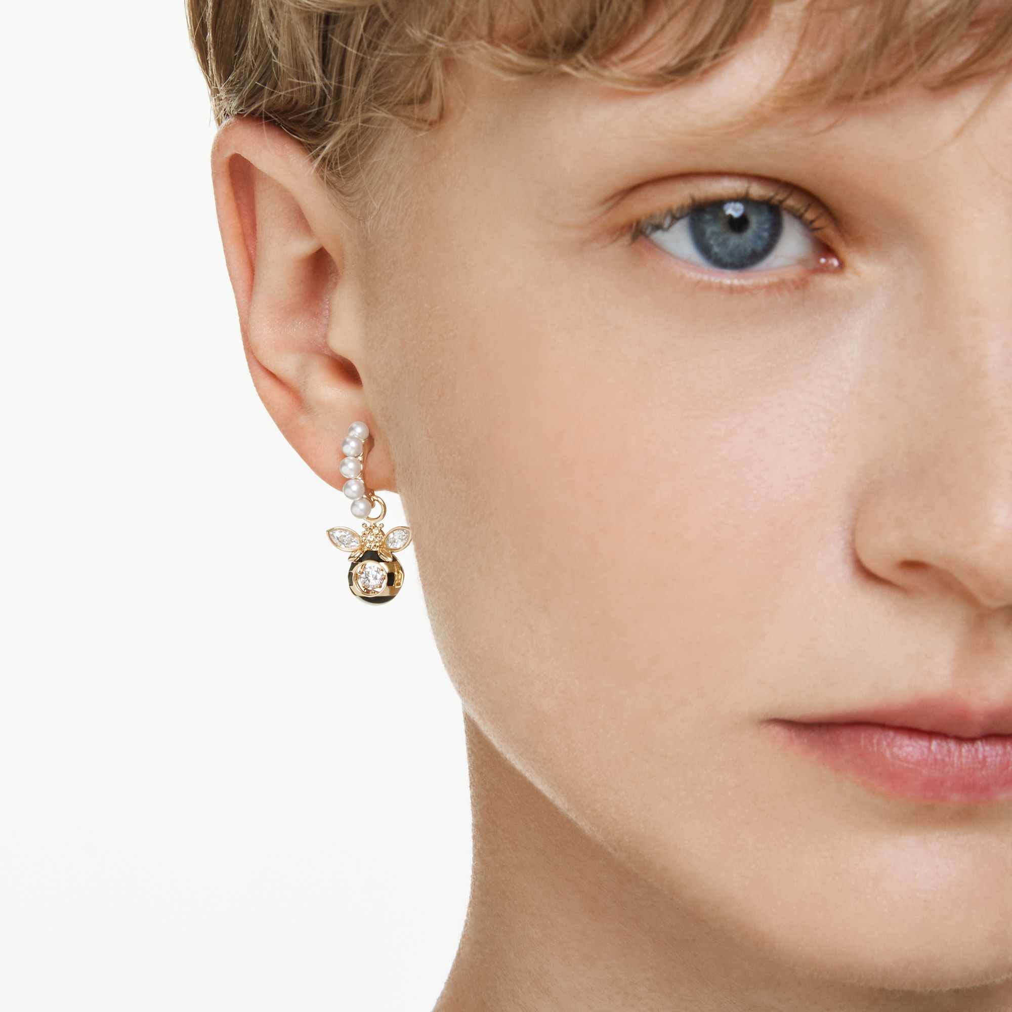 idyllia-drop-earrings-crystal-pearl-mixed-cuts-bee-multicolored-18k-gold-finish-swarovski-5742678