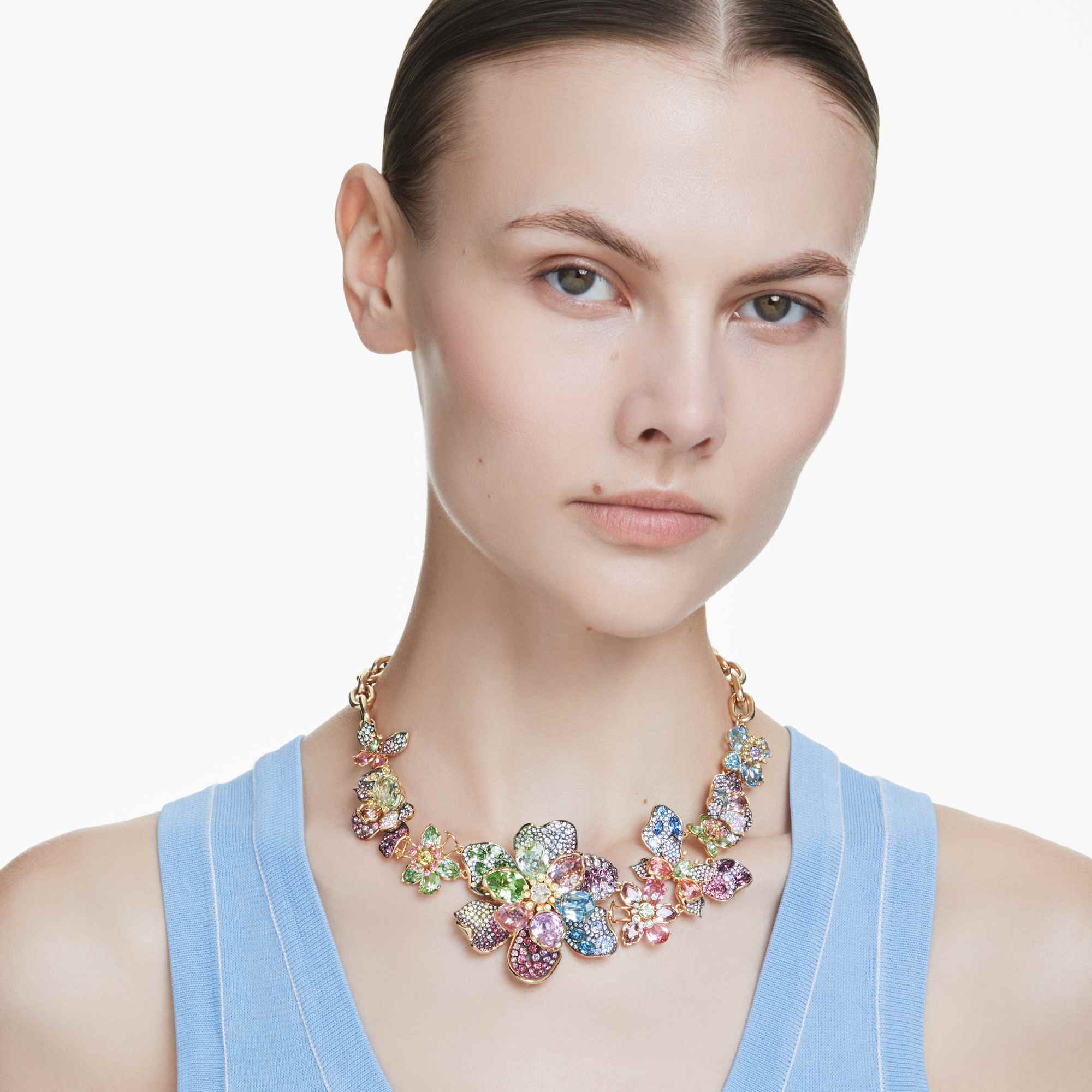 idyllia-necklace-mixed-cuts-pavC3A9-flower-multicolored-18k-gold-finish-swarovski-5717157