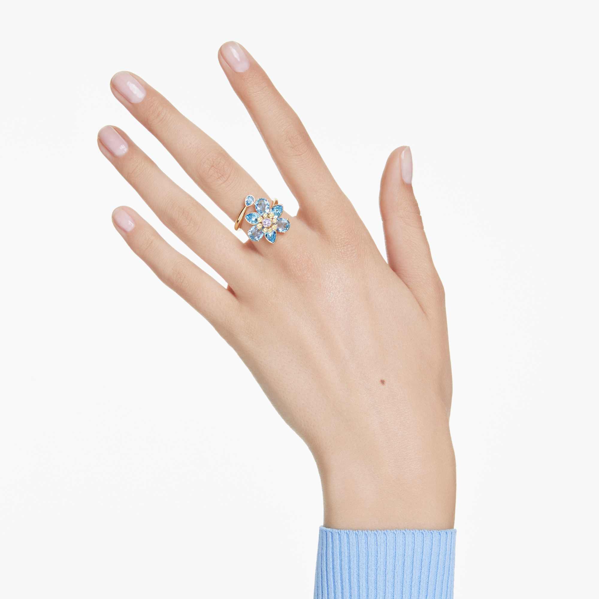 idyllia-open-ring-mixed-cuts-flower-blue-18k-gold-finish-swarovski-5709031
