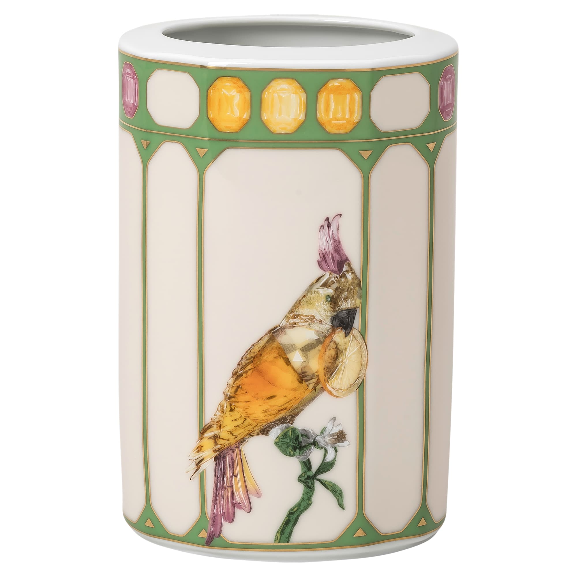 idyllia-vase-porcelain-crystal-print-motif-cockatoo-small-multicolored-swarovski-5735527