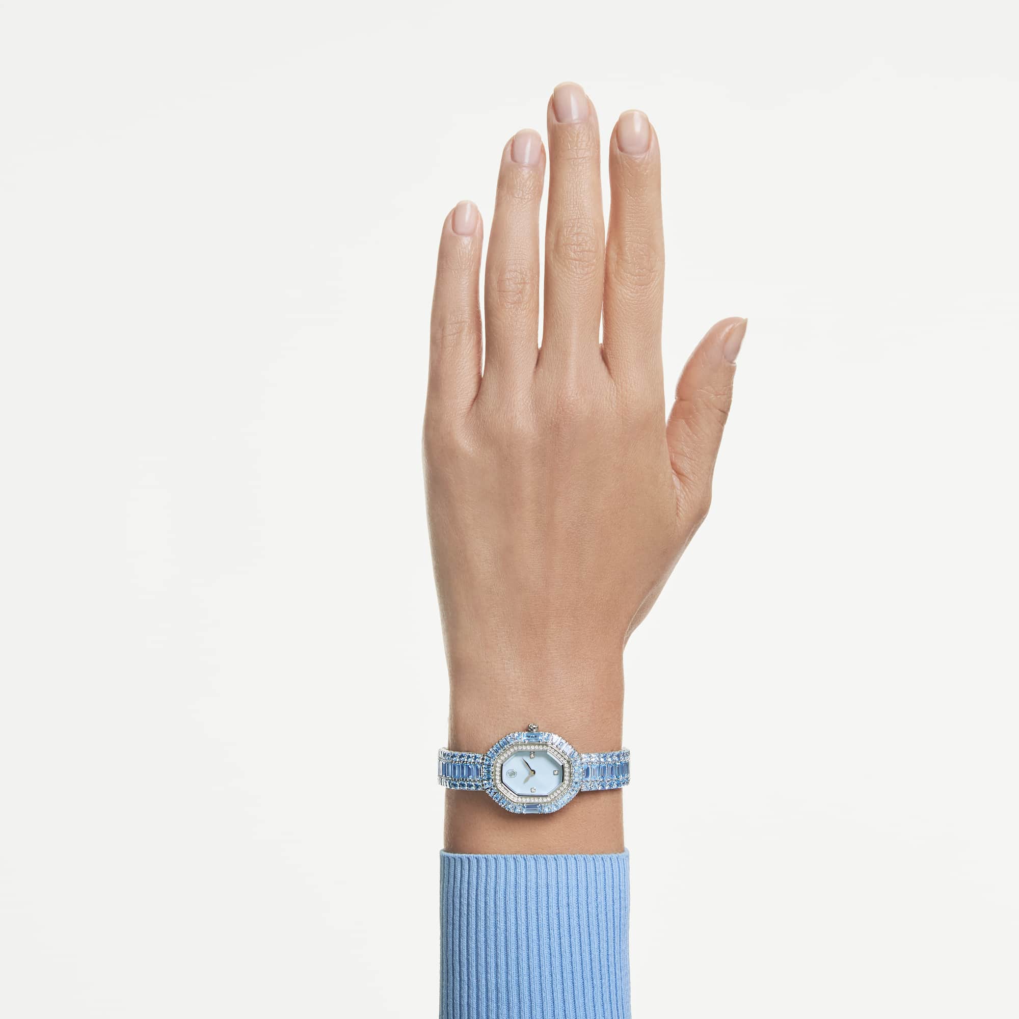 matrix-octagon-watch-baguette-cut-metal-bracelet-blue-stainless-steel-swarovski-5739632