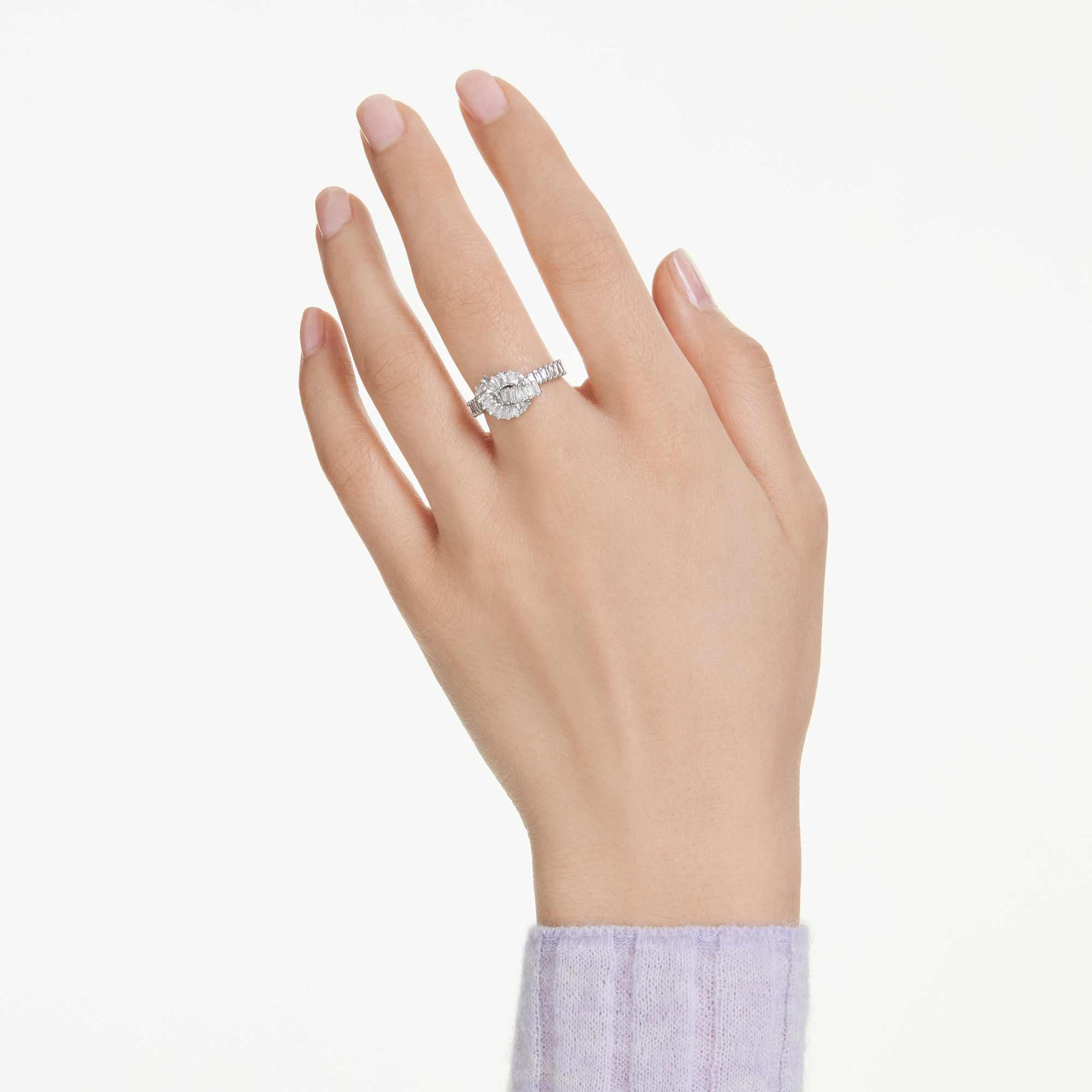 matrix-ring-baguette-cut-knot-white-rhodium-plated-swarovski-5727112