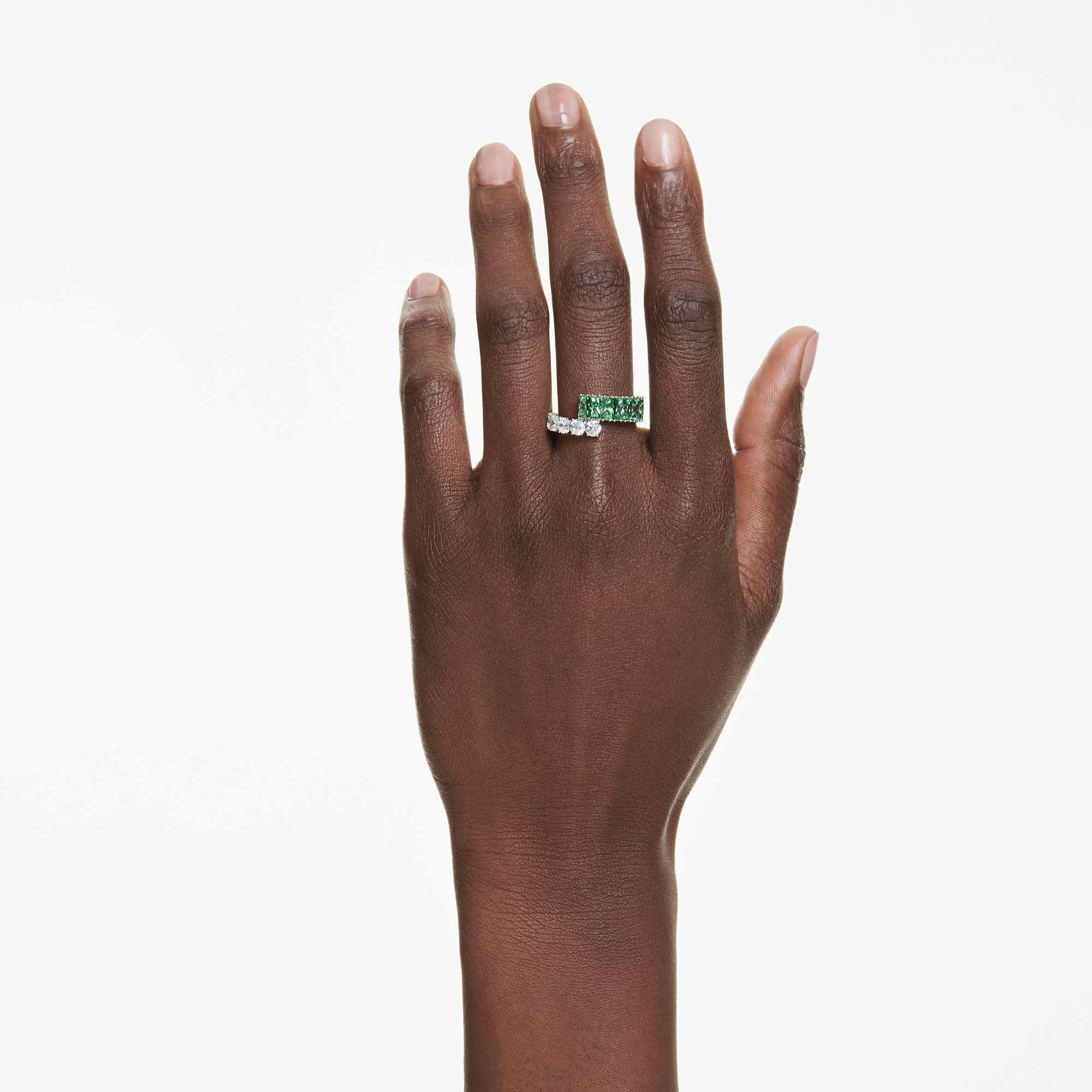 matrix-ring-mixed-cuts-green-rhodium-plated-swarovski-5722454
