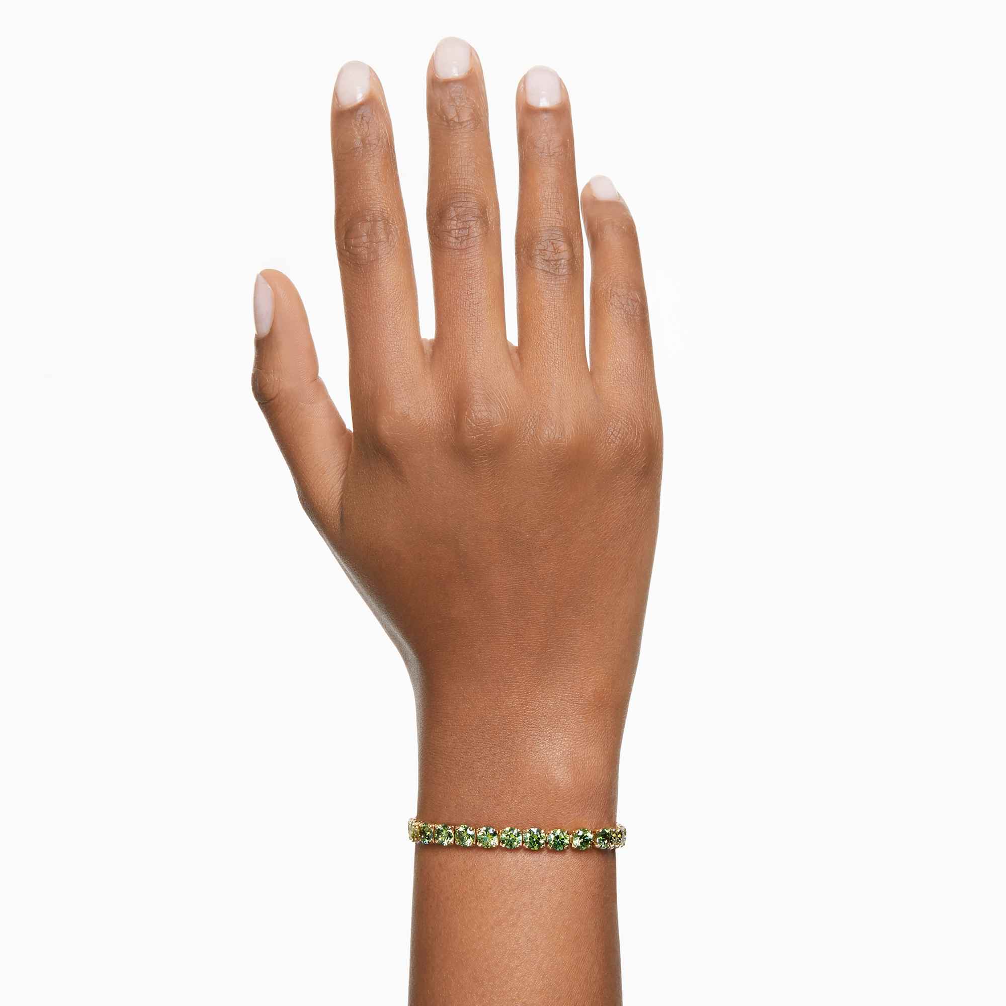 matrix-tennis-bracelet-round-cut-green-18k-gold-finish-swarovski-5658848