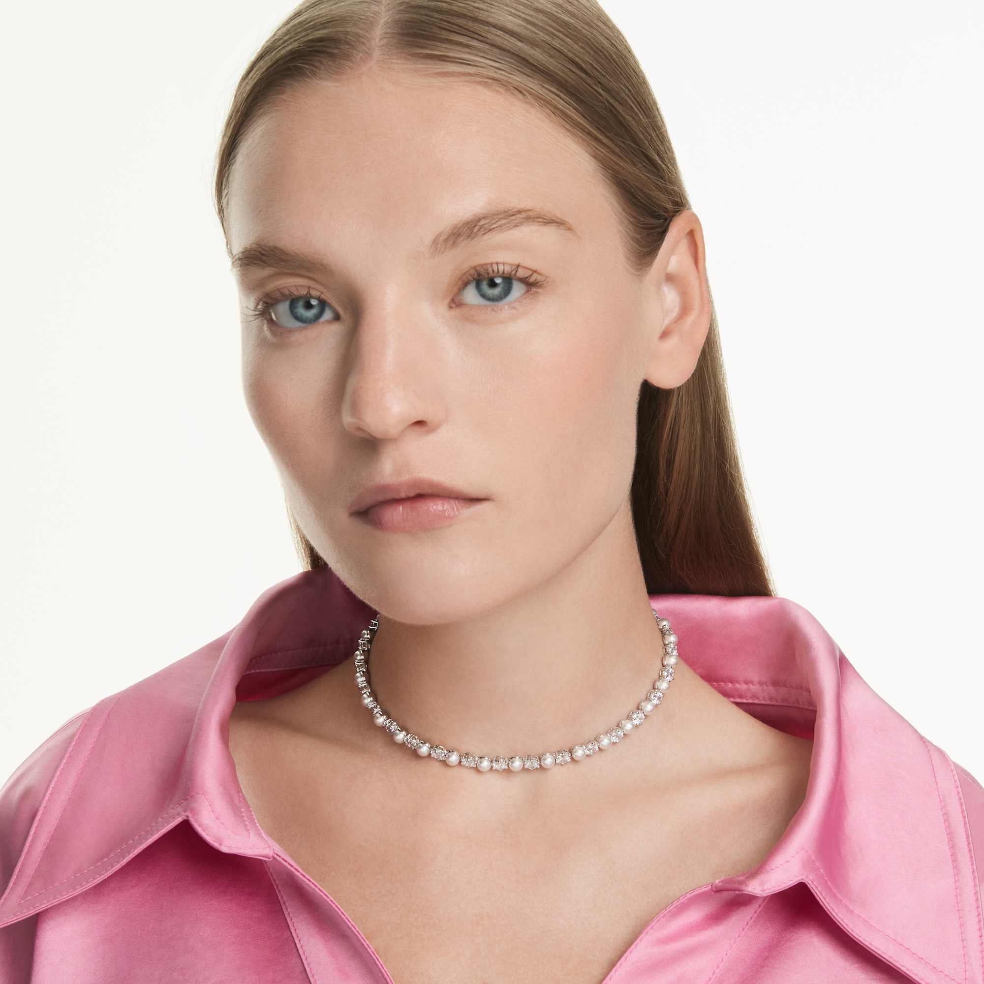 matrix-tennis-necklace-crystal-pearl-round-cut-white-rhodium-plated-swarovski-5689623