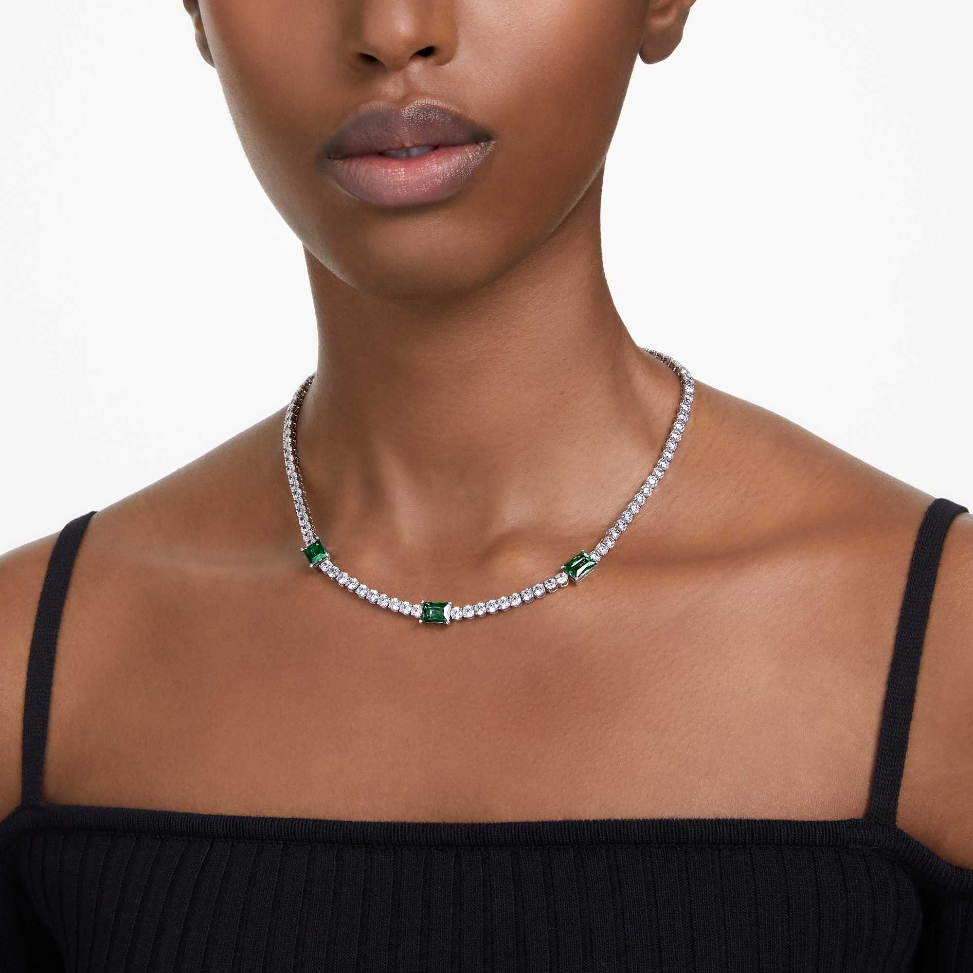 matrix-tennis-necklace-mixed-cuts-green-rhodium-plated-swarovski-5666168