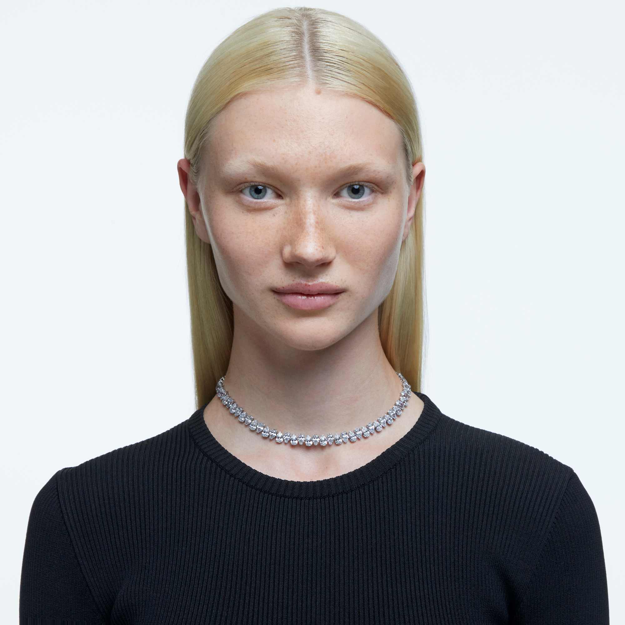 matrix-tennis-necklace-pear-cut-white-rhodium-plated-swarovski-5662277
