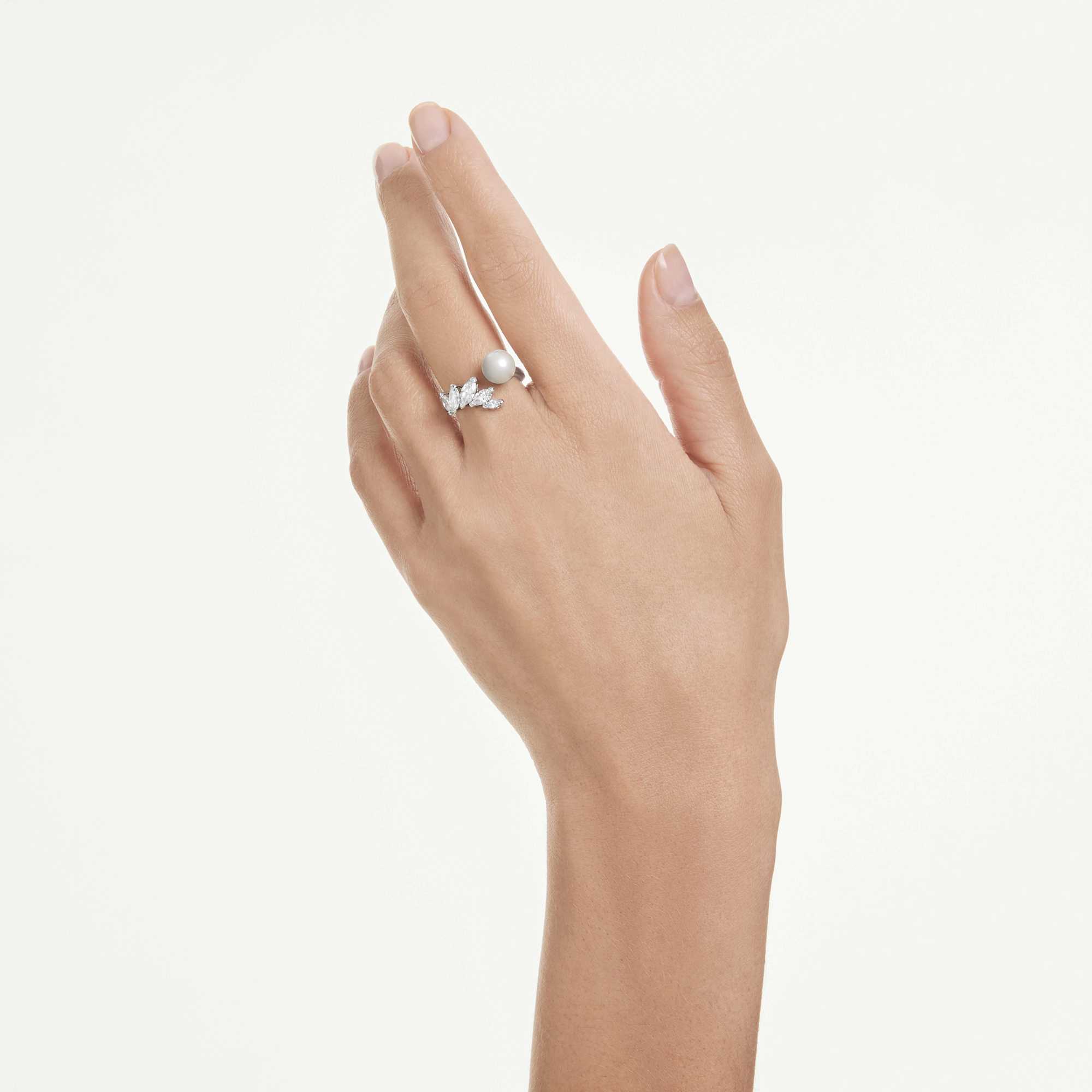 mesmera-open-ring-crystal-pearl-marquise-cut-white-rhodium-plated-swarovski-5748009