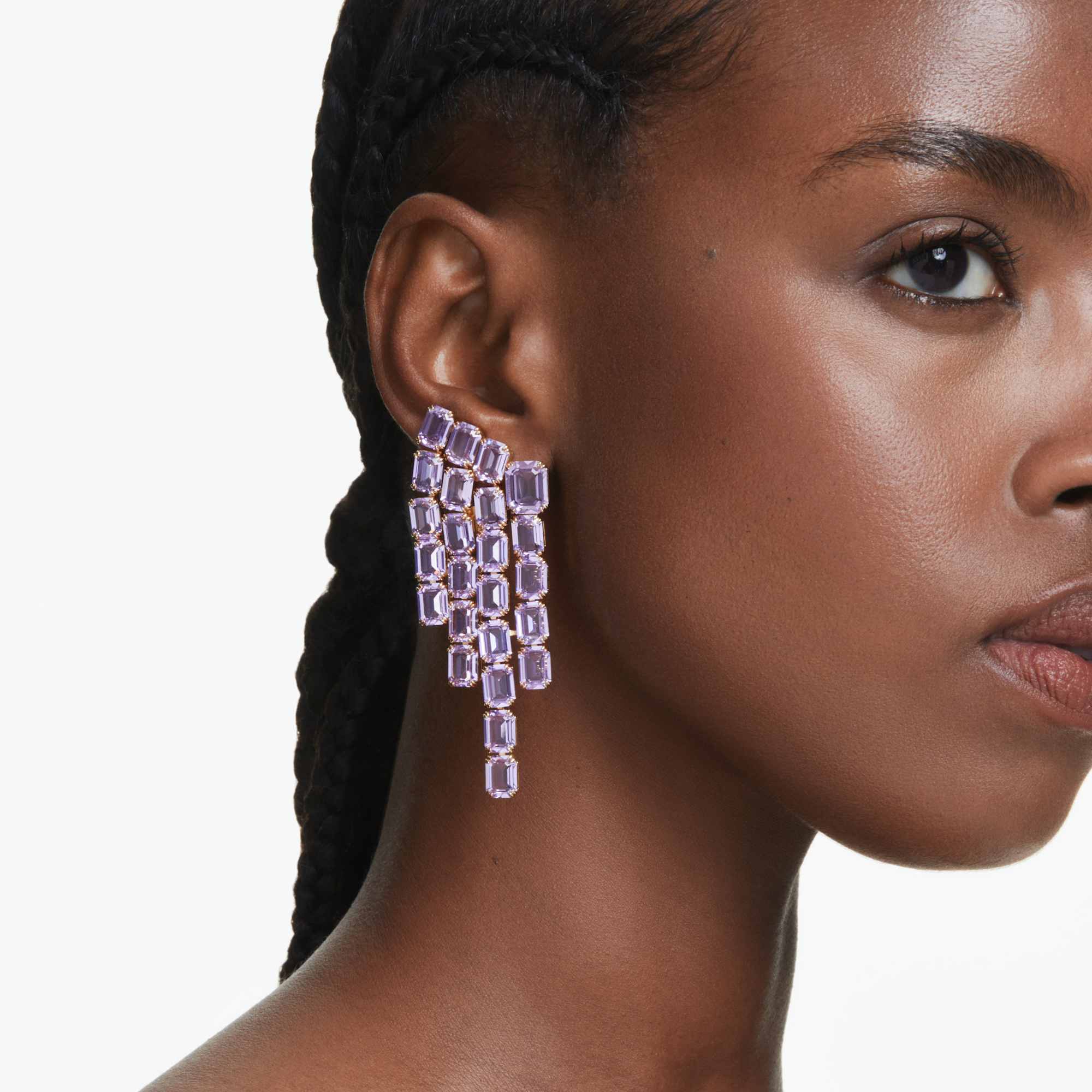 millenia-clip-earrings-octagon-cut-chandelier-purple-18k-gold-finish-swarovski-5720837
