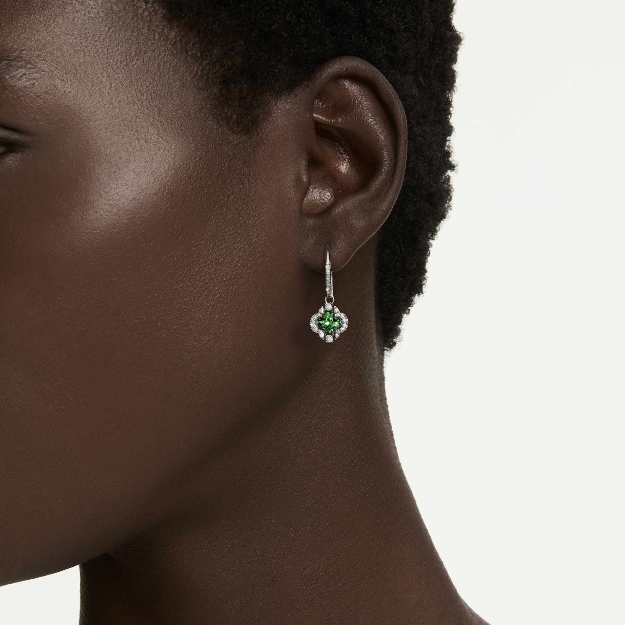 una-angelic-drop-earrings-mixed-cuts-green-rhodium-plated-swarovski-5758001