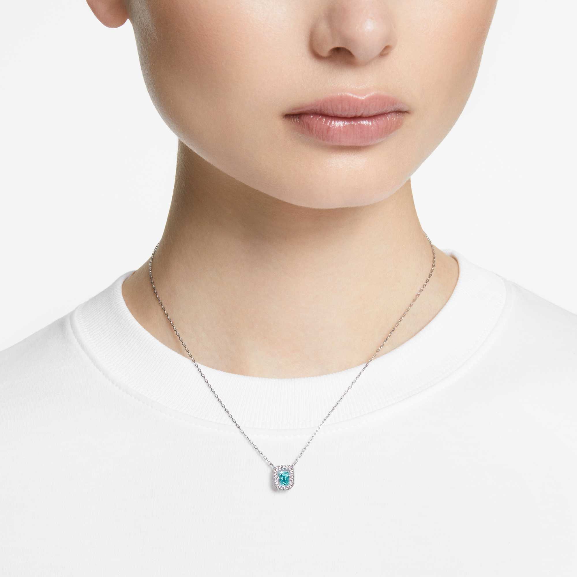 una-necklace-octagon-cut-blue-rhodium-plated-swarovski-5640289
